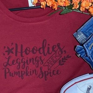 Maroon tee with fall saying!